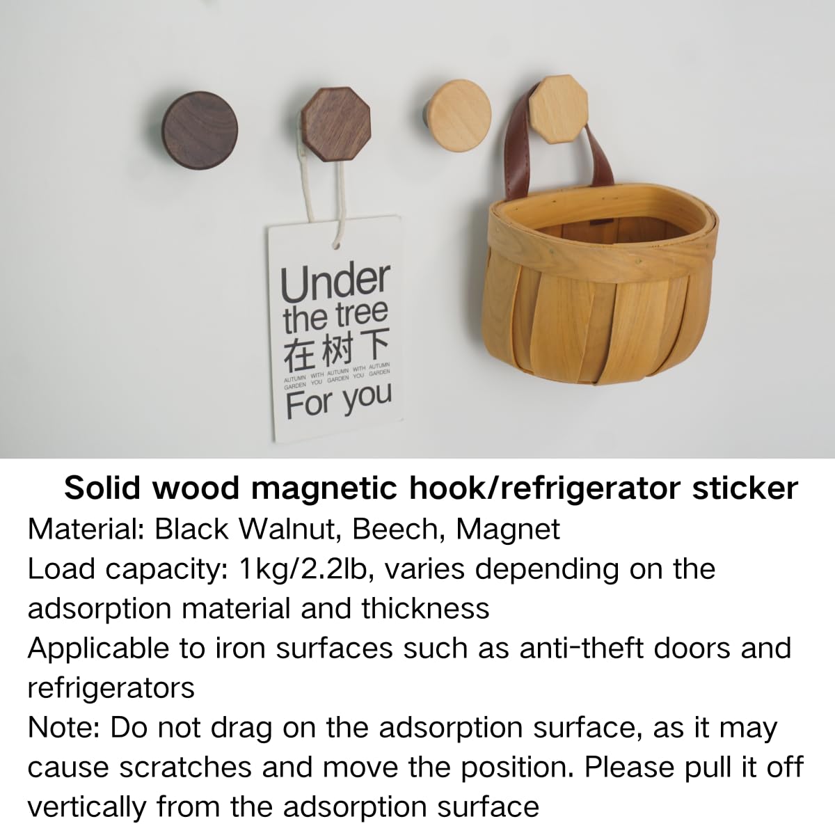 2Pcs Heavy Duty Organization Magnetic Coat Hooks, Versatile Elegant Wooden Hooks to Hang Tools, Backpack, Umbrella, Garden Hoses Ropes, Kitchenware in Warehouses, Cruise (Black Walnut-B)