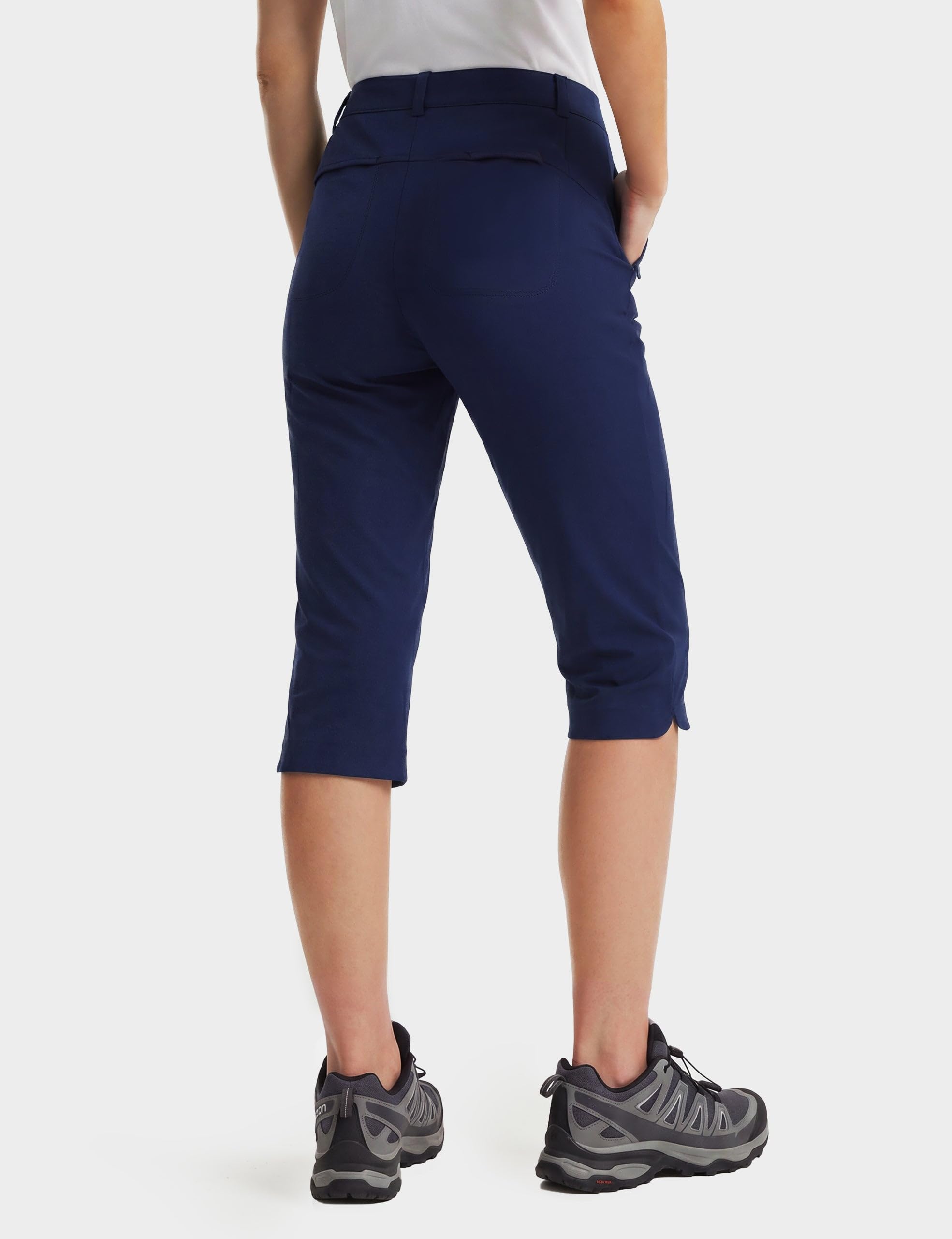 FitsT4 Sports Pantaloni da golf Capris da donna, 45,7 cm, eleganti, casual, elasticizzati, con tasche