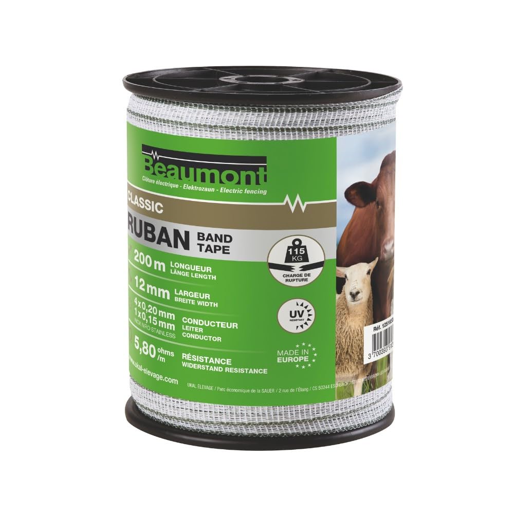 BEAUMONT - Ruban 12 mm - blanc/vert