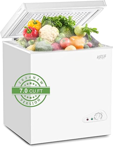 KRIB BLING Congelador Krib Bling - Termostato ajustable compacto con cesta de almacenamiento extraíble para casa, cocina, garaje, sótano (7.0 pies