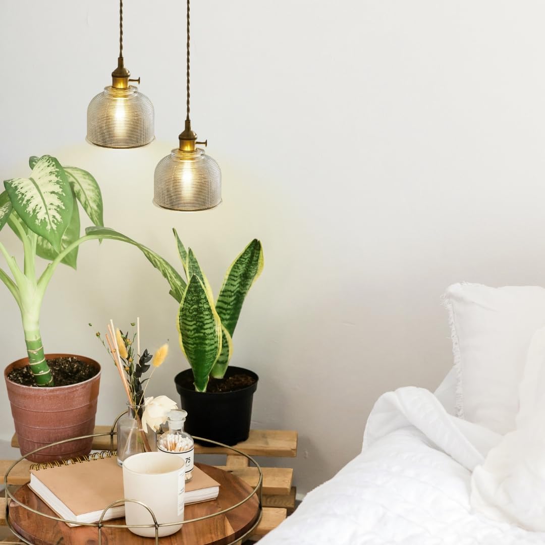 Mini Pendant Light Fixture - Brass Hanging Lamp for Kitchen Island, Bedroom, Entryway, Hallway