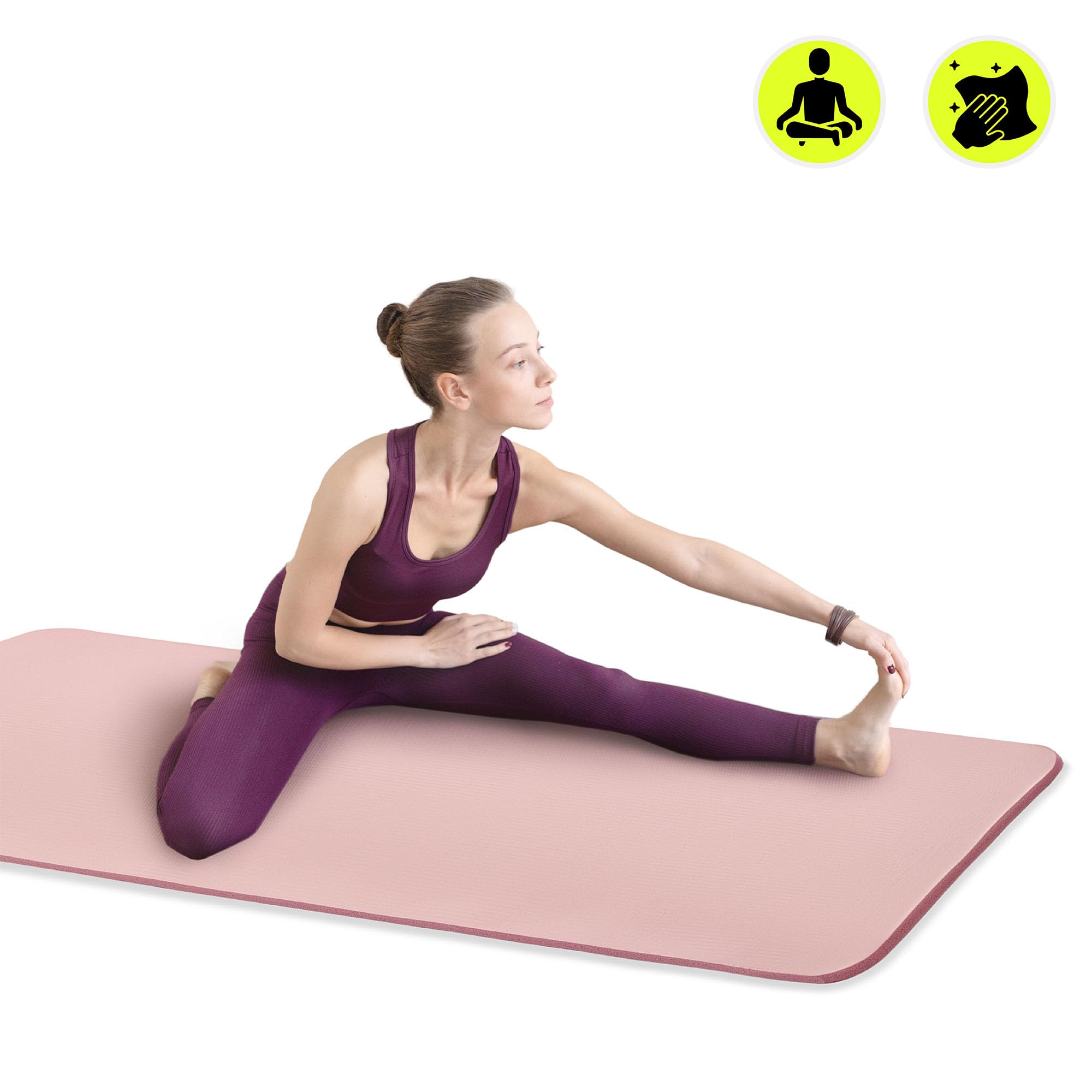 HyperMotion Tapis de Yoga NBR 183x61 cm (Épaisseur 0,8 cm et 1,5 cm) Antidérapant, avec Sangle de Transport et d’Étirement, Tapis Fitness pour Pilates et Relaxation