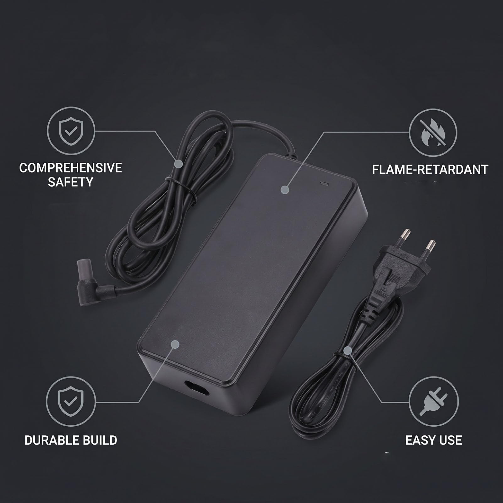 Reemplazo del Cargador de Scooter para Scooter Eléctrico Mi4 Ultra | con adaptador de corriente Plug and Play, protección contra cortocircuitos contra sobrecarga OVP OCP