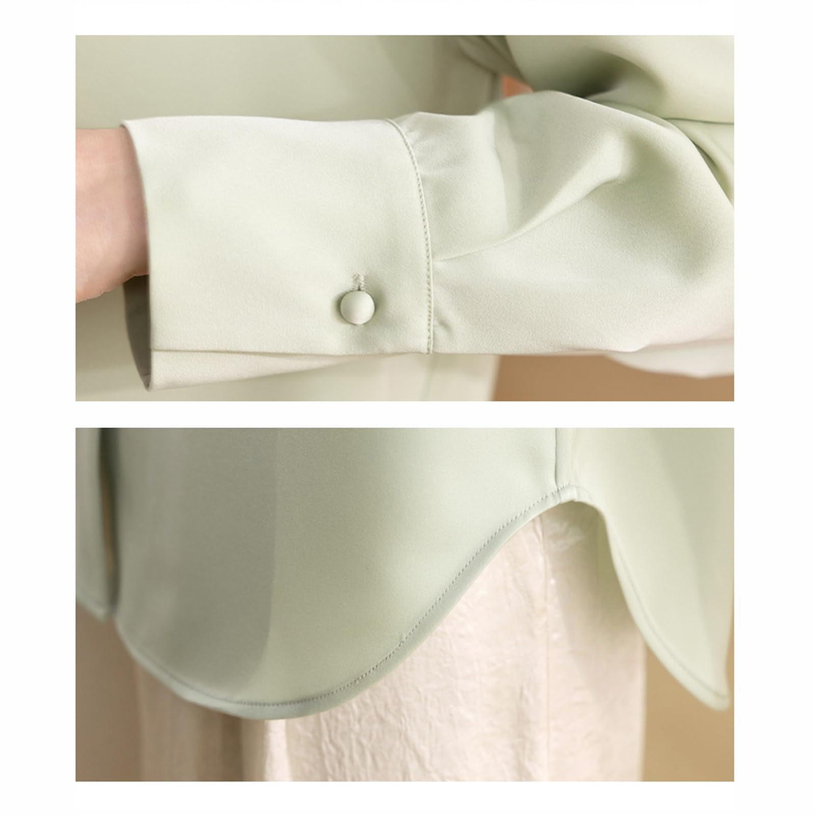 Camisas de satén para Mujer, Camisa de Seda Satinada de Manga Larga, Blusas de Seda Informales para Negocios para Mujer