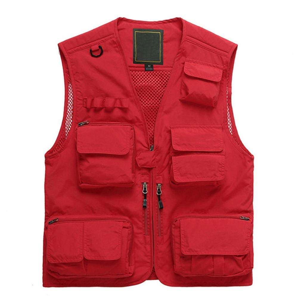 Gilet de Pêche Packs d'Équipement Multi Poche Randonnée Escalade Veste de Sport Vêtements en Tissu Noir
