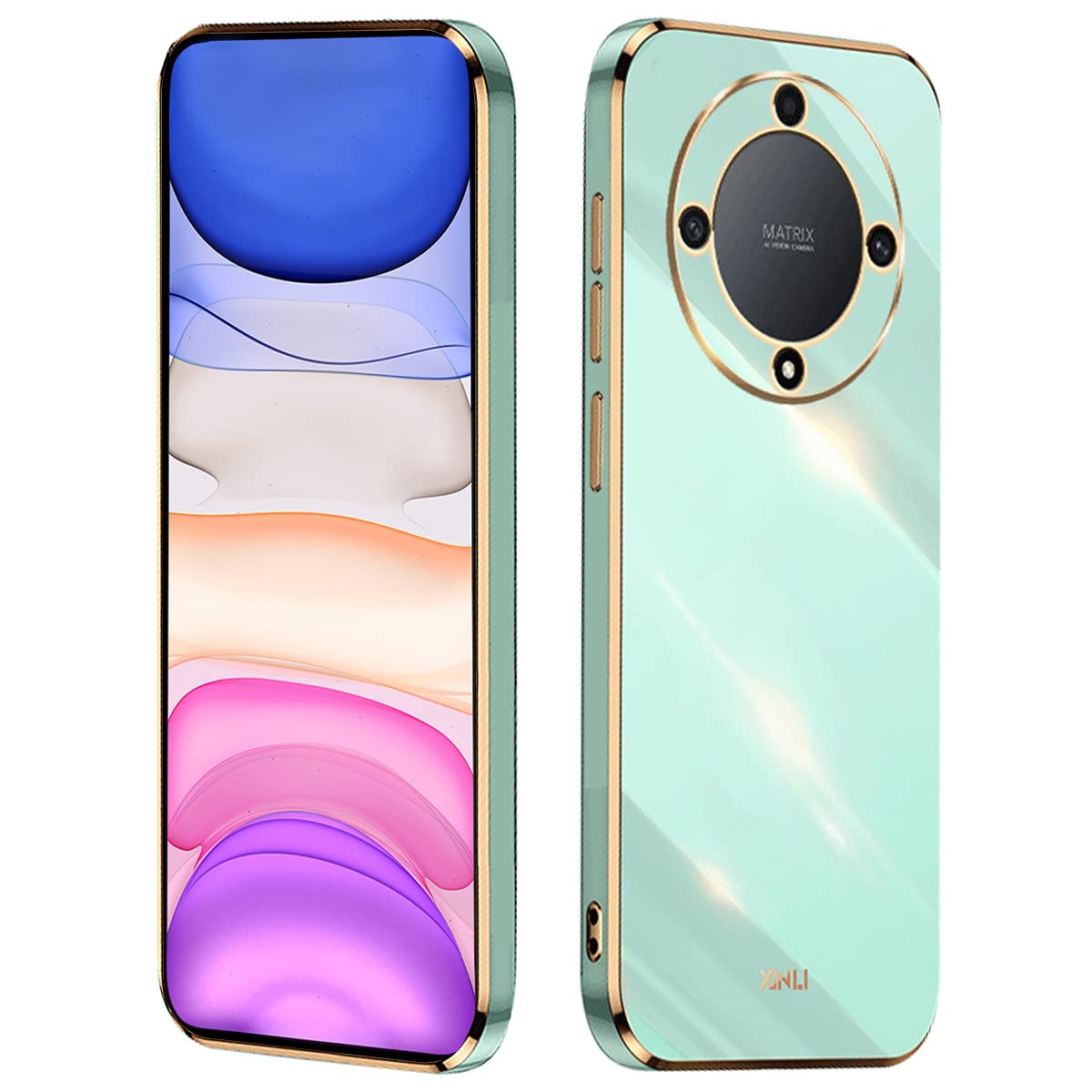 XINYEXIN Cover Per Honor Magic 5 Lite 5G, Custodia In Silicone Morbido Con Motivo Carino, Bordo Dritto, Protezione Fotocamera, Lavanda/nero