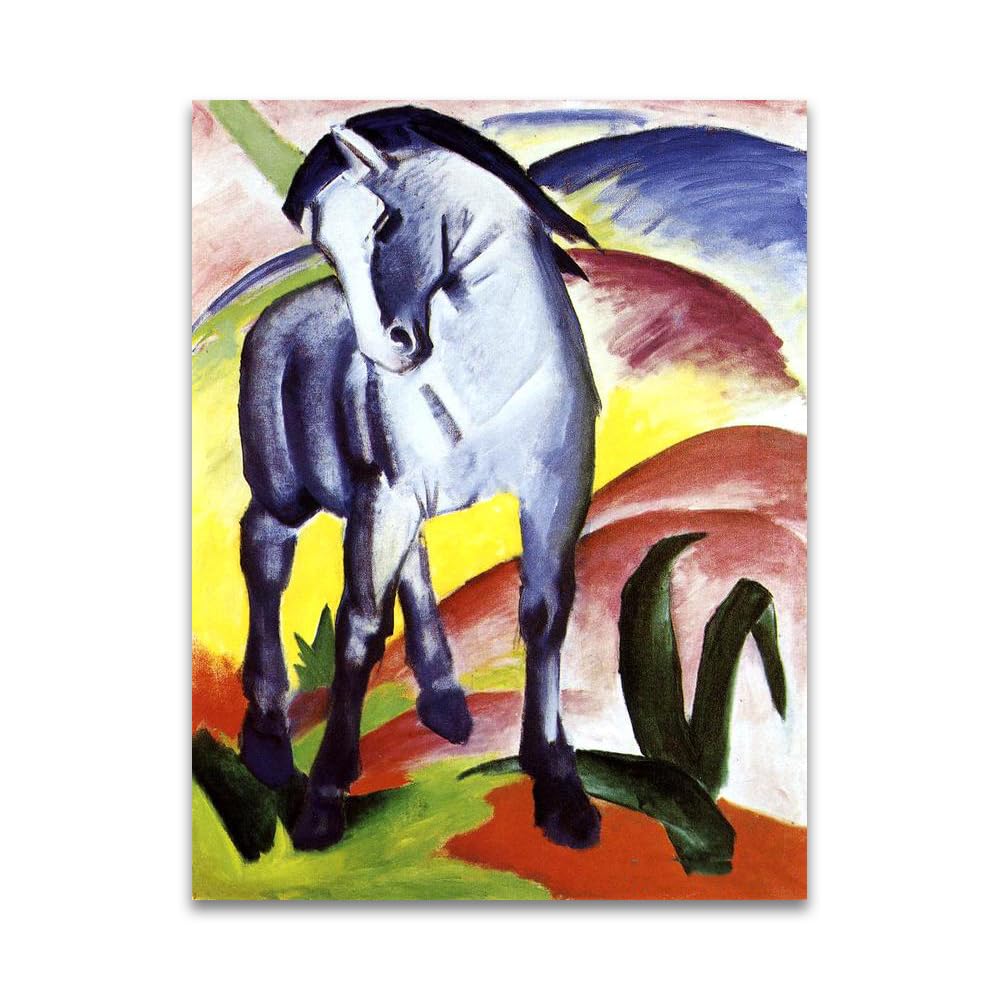 LZ6J8C9 Franz Marc《Blue Horse I》Famous Canvas Painting Reproductions.(50x65cm(19.7x25.6in)/Frameless)