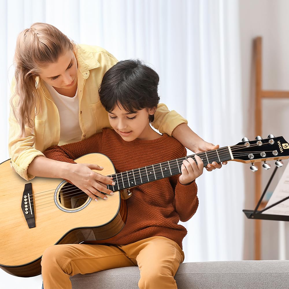Vangoa Elektrische Akustikgitarre, Cutaway, 91,4 cm, 3/4 Reisegitarre, Fichtendecke, Bundle Kit mit Halsstab, Inbusschlüssel für Anfänger und Erwachsene, Natur