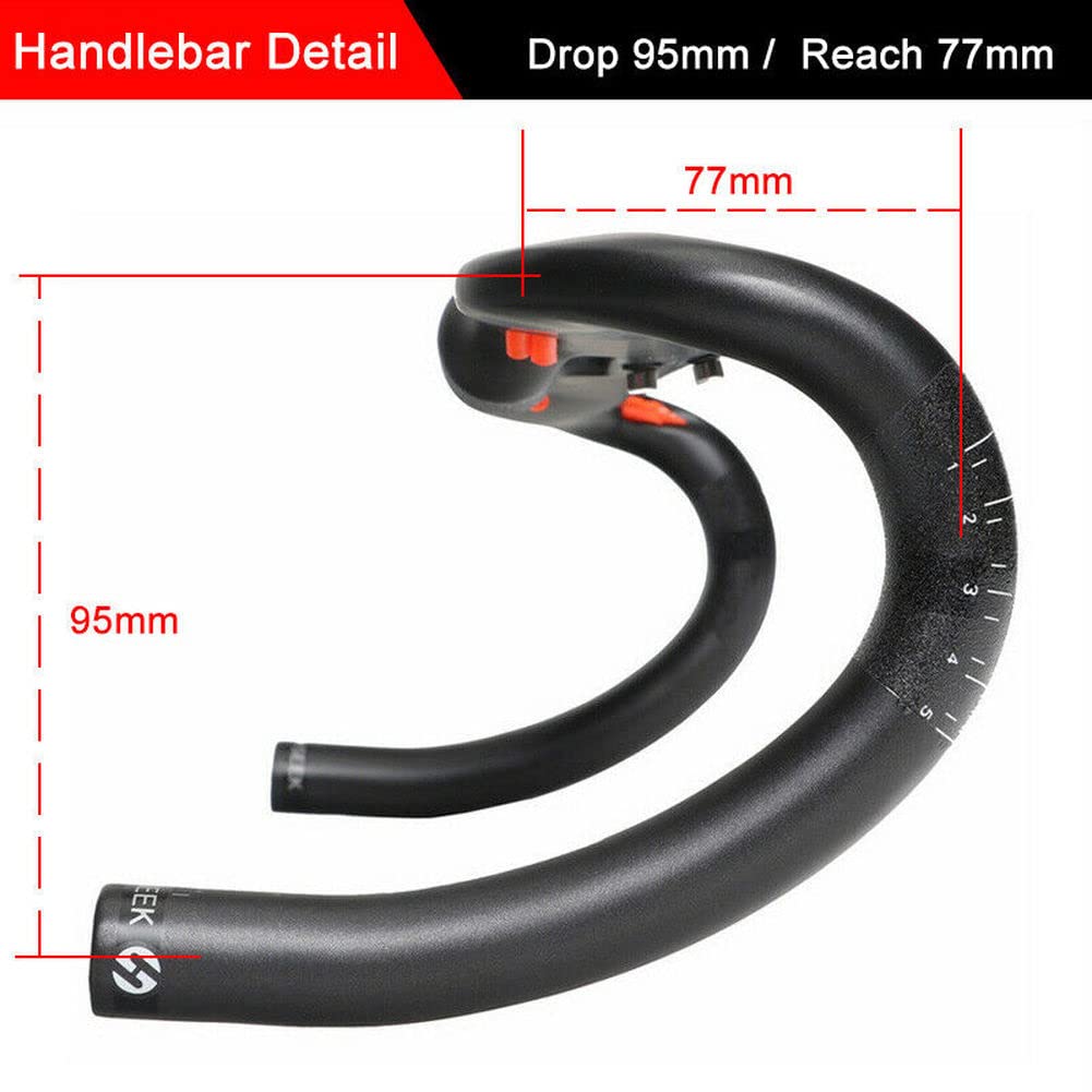 Guidon/cintre Carbone TOSEEK Intégré – Vélo Route, Drop Bar, 400/420/440 Mm