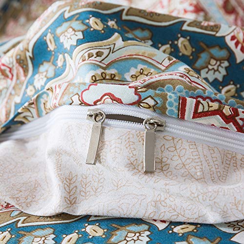 Fadfay Paisley Duvet Cover Set Queen Blue And Beige Reversible Paisley Floral Bedding 100% Cotton Ultra Soft Bedding Set With Hidden Zipper Closure 3Pcs, 1Duvet Cover & 2Pillowcases, Queen Size #TOP2