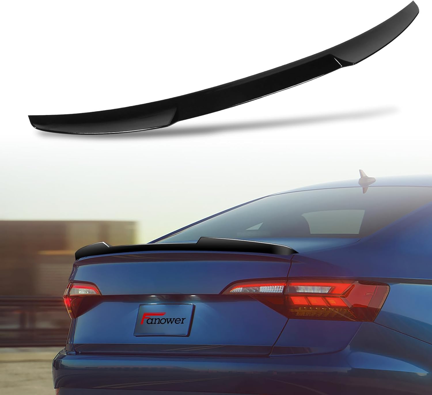 Rear Spoiler Wing Compatible with 2019-2024 for VW Jetta Sedan Comfortline/GLI/S/SE/SEL/Trendline 2019-2021 for VW Jetta Sedan Execline/GLI S/Highline/R-Line Gloss Black Rear Trunk Spoiler