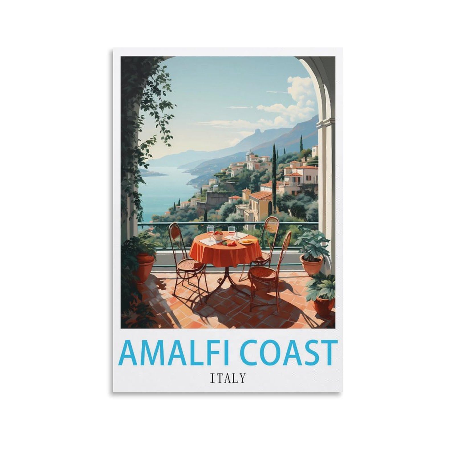 Lnuyitr Unframe-Style Amalfi Coast Italy Vintage Travel Poster 08X12inch(20X30cm) Canvas Art Posters And Wall Art Picture Prints Modern Home Bedroom Decor Posters