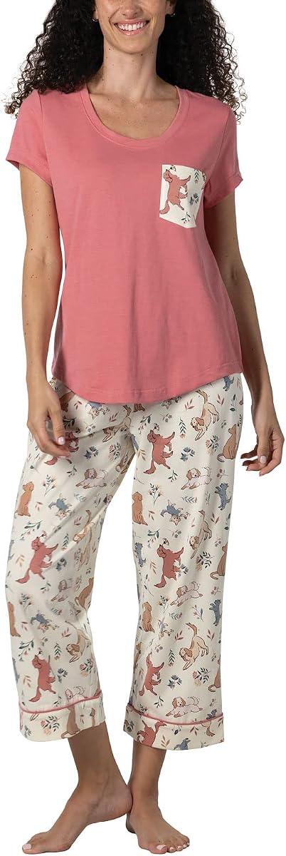 PajamaGram Conjuntos de pijamas para mujer - Pijamas capris 100% algodón