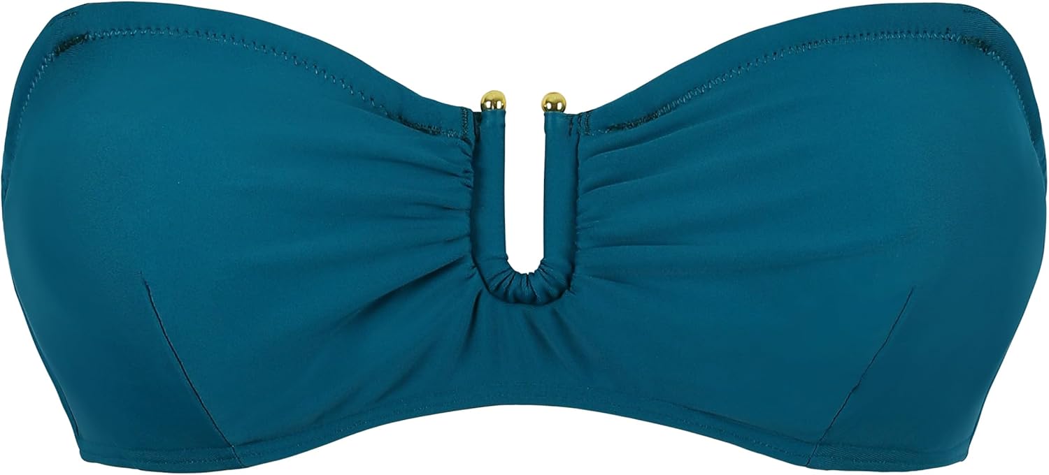 Firpearl Women Underwire Bikini Top Only A-C Cup Strapless Bathing Suit Top Push Up Bandeau Swimsuit