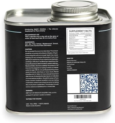 Miniatura 2 de Daddy Stamina - Cápsulas de musgo marino Suplemento de algas marinas puras para energía y salud de la piel, suplemento natural antienvejecimiento