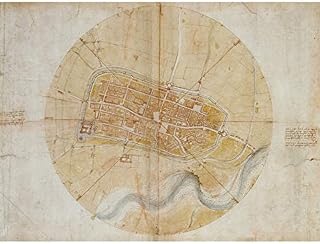 Artery8 Leonardo Da Vinci Plan Of Imola Plainting Art Print Canvas Premium Wall Decor Poster Mural