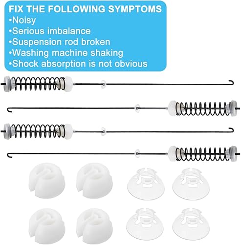 Miniatura 4 de 4 piezas (26.7 pulgadas) Kit de varilla de suspensión para arandela Amana NTW4605EW0 NTW4516FW1 NTW4516FW2 NTW4516FW3, Whirlpool WTW4800BQ0