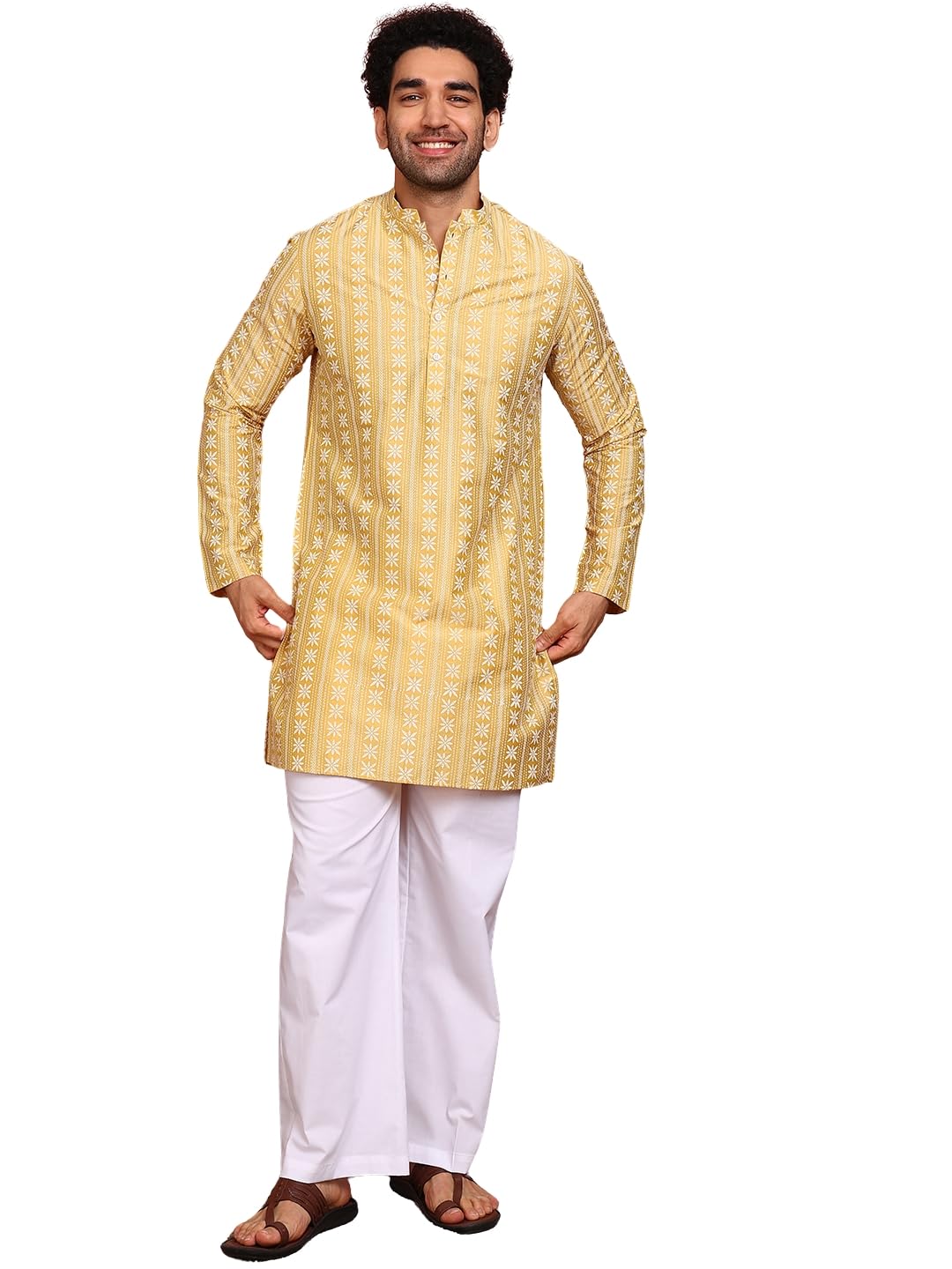 see designs Men Cotton Silk Straight Woven Design Kurtas With Pyjama| Fit : Regular Fit | Coller : Mandarin/Chinese Collar | Coord Set | Straight Fit-picture-31