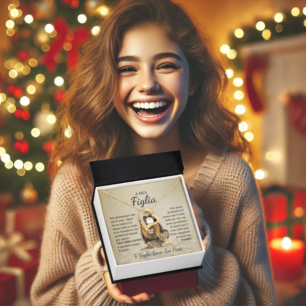 Luna Jewel Collana oro, argento, idea regalo figlia, ragazza, con cofanetto led e messaggio, ciondolo donna, gioielli, per lei, idee compleanno, a mia figlia, dedica