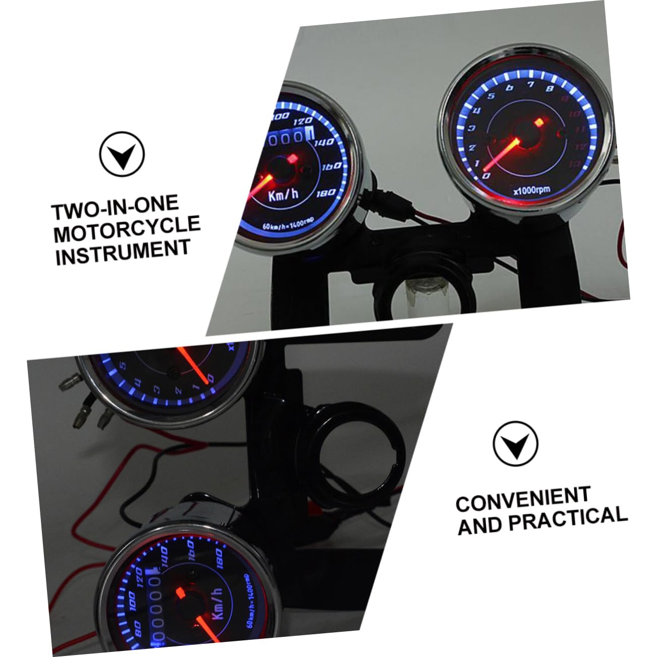 12v Motorcycle Gauge Speedometer Digital Tachometer Odometer Bracket for Bike