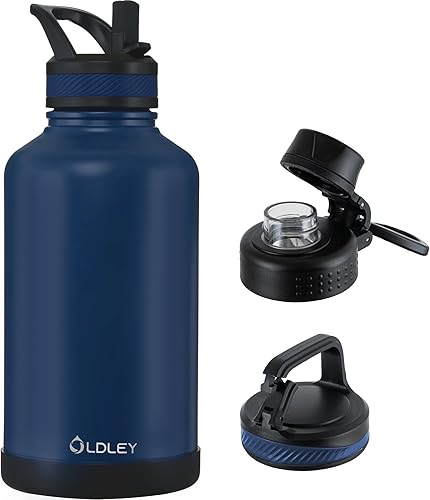 Miniatura 24 de OLDLEY Botella de Agua Aislada de 32 oz con Pajilla, Vaso Frasco de Agua Deportiva de Acero Inoxidable con 3 Tapas (Pajilla, Boquilla y Tapa con