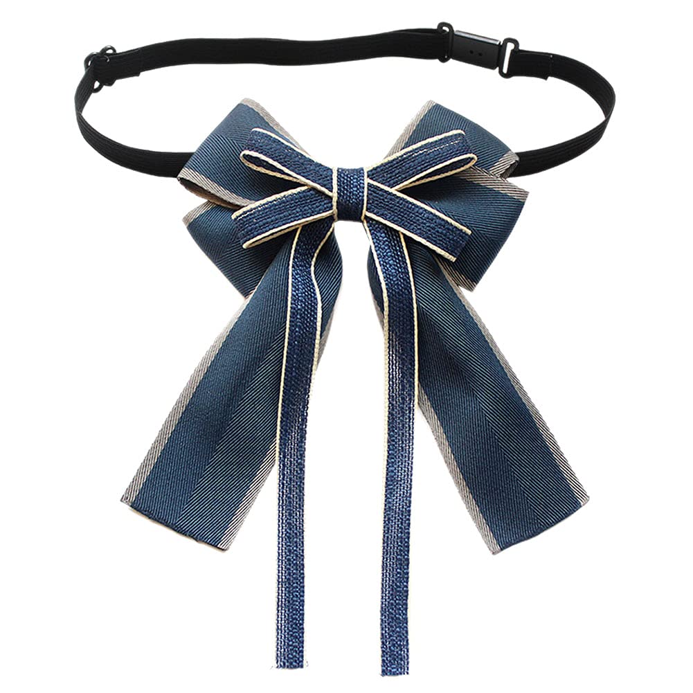 FASELE Bow brooches for women fashion Pre-Tied Neck Tie Ribbon Brooch Pins Bow Tie jabot Collar Christmas Party Ceremony, 13W*21L, Aluminum, pearl