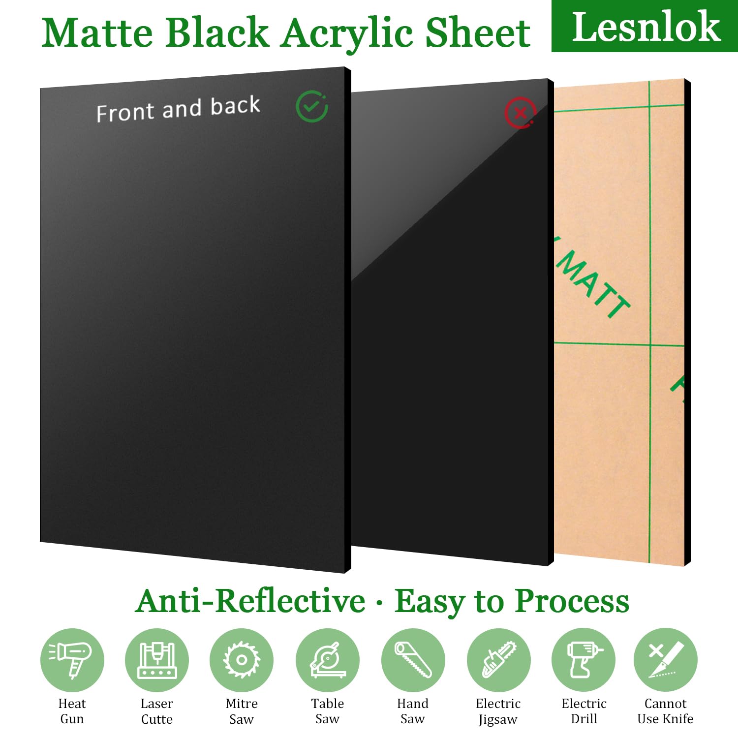 Black Matte Acrylic Sheets - 8x12 Inch -3