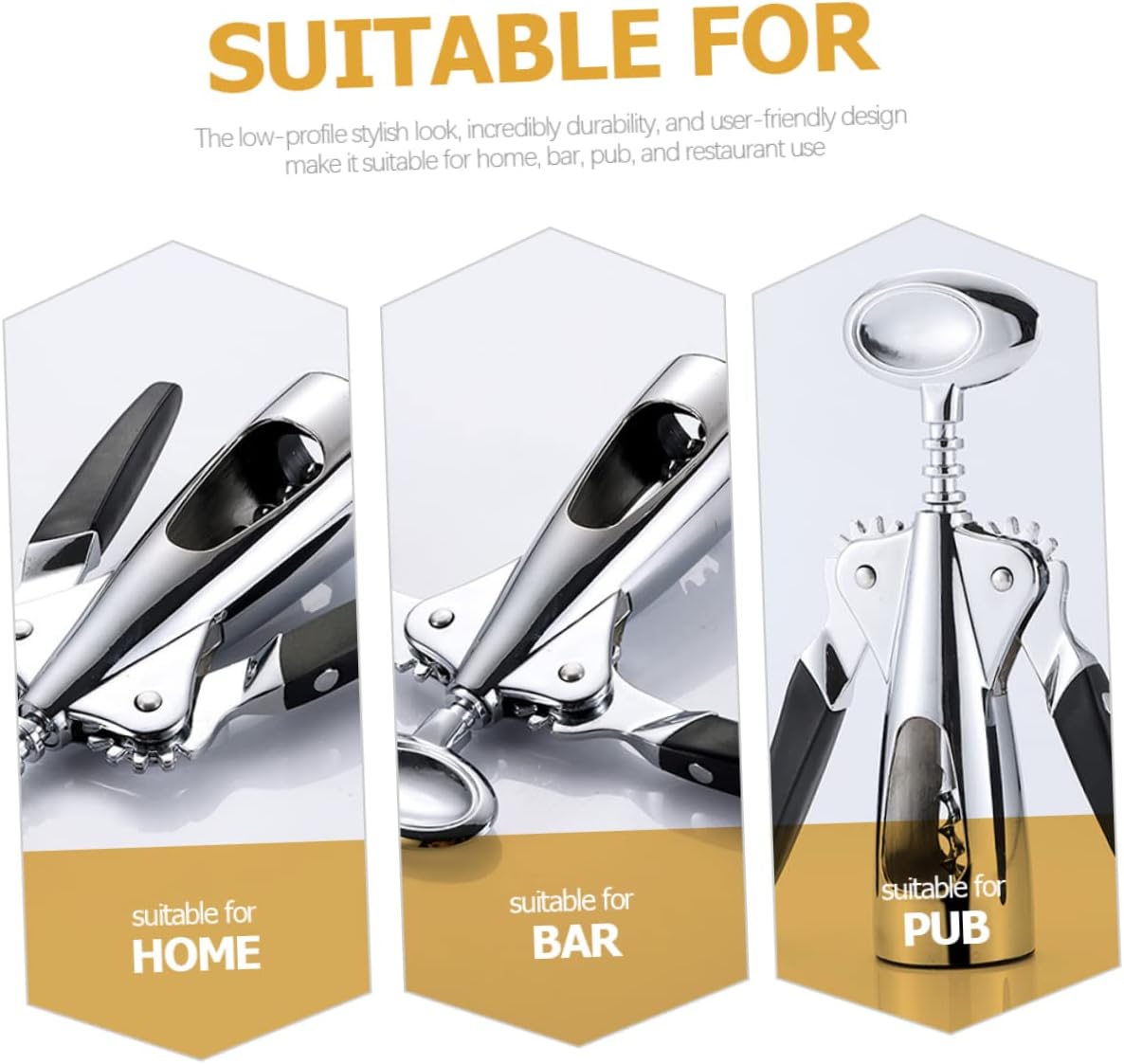 Unomor Corkscrew Wine Opener Metal Opener for Beer Wine Bottles Ergonomic Design for Easy Handling