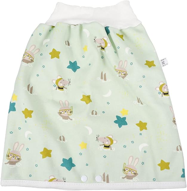 Toddmomy Boys Comfy Cartoon Underwear Time Rabbit Girl Potty for Waist Diaper Reusable Rabbit, and Cotton Baby Shorts High Pee Skirt Breathable Training Nappy M Night Boy Green