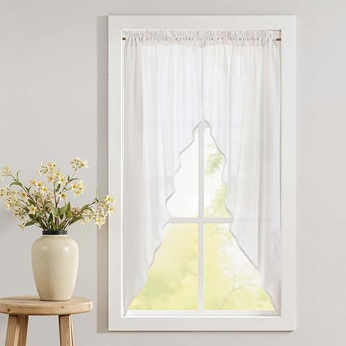 Miniatura 15 de jinchan Cenefa con estampado floral para ventanas de 36 pulgadas de largo, cenefas de cocina de lino para filtrar la luz campestre, tratamiento