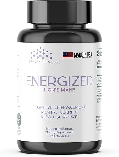 Energized  Lion's Mane Mushroom Supplement  Nootropic Brain Formula for Cognitive Function, Brain Health Support, Mental Focus, Clarity &