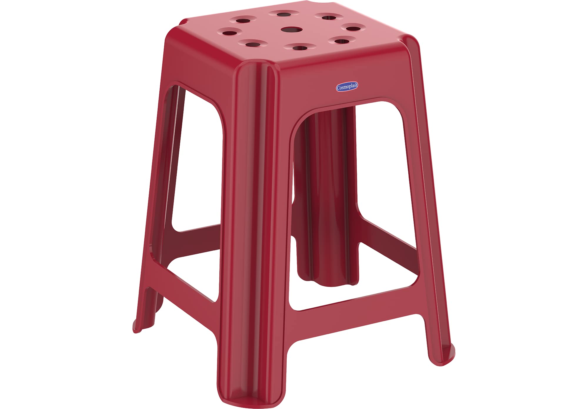 Cosmoplast Square Stool, Dark Red