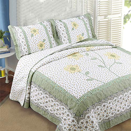 ADGAI 3 Piezas Juego de Sábanas Acolchadas Hecho a Mano Patchwork Col