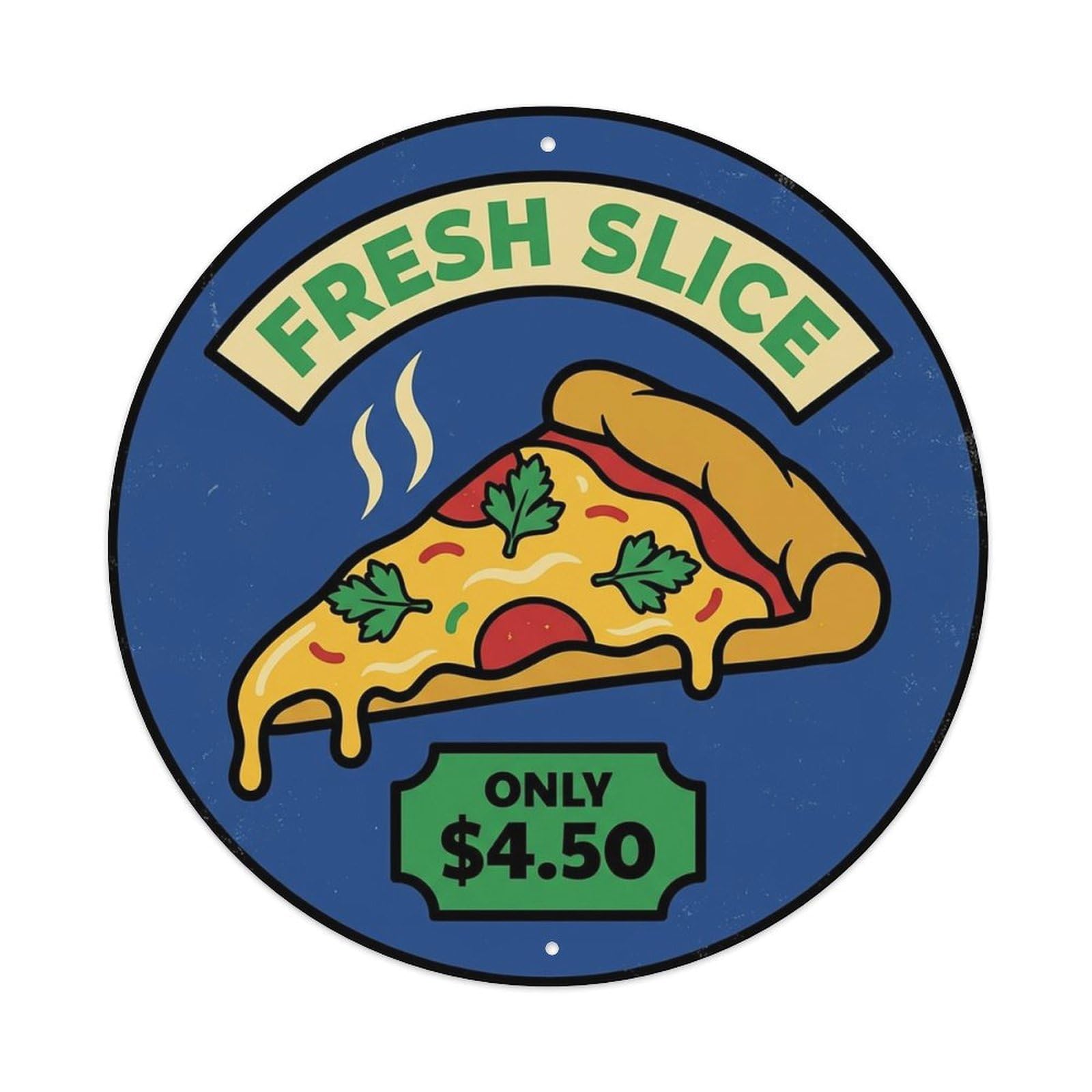 Cwbufd Vintage Style Vintage Pizza Slice Italian Traditional Cuisine Parsley Vintage Metal Tin Sign Plaque Wall Decor For Cafe, Club Bar, Office, Garden Metal Poster 8X8inch