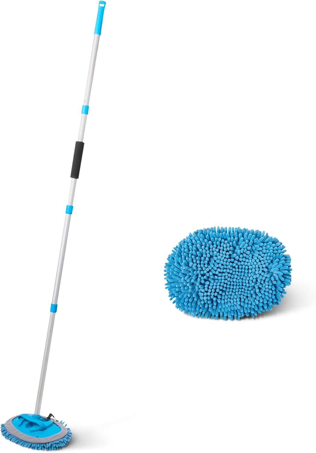 Amazon Basics Car Wash Brush with Long Handle, Microfiber Mop Mitt, for Car RV Truck, 62 inch, Blue - Amazon product rated Grade A