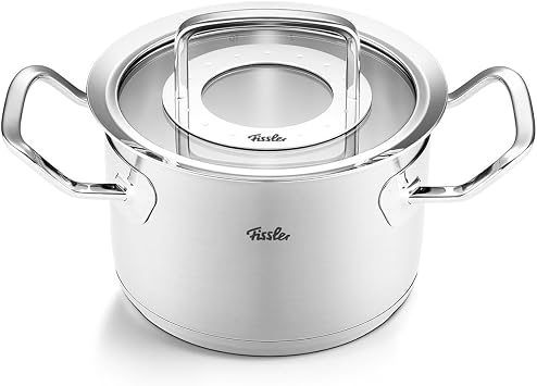 Fissler Original Profi Collection/Stainless Steel Cooking Pot Diameter 16 cm, 2.1L Pots with Glass Lid - Induction, Silver