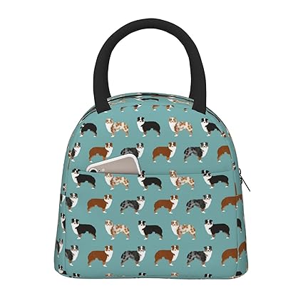Australian Shepherds Dogs Travel Picnic Lunch Bag Lunchboxes Outdoor Lunch Box Bag Lunch Tote Handbag Convenience for Out