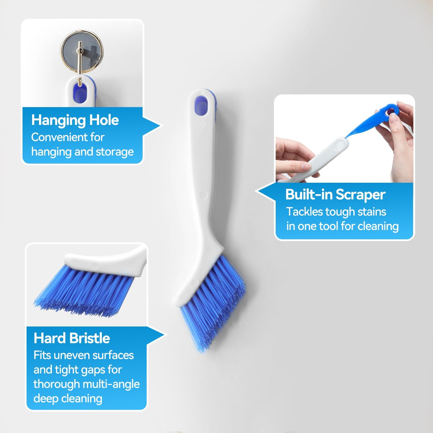 Crevice Cleaning Brush Set for Kitchen & Window Tracks, 4-Piece