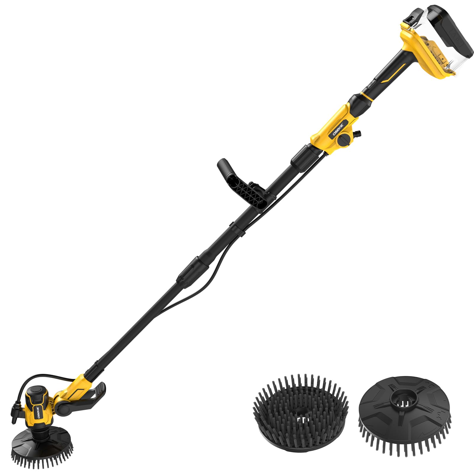 Scrubber senza spazzole senza fili da 15,2 cm, compatibile con DeWalt 20 V Max (solo strumento), 2 velocità 350 giri/min, spazzola elettrica per pavimenti con valvola per tubo dell'acqua, testa