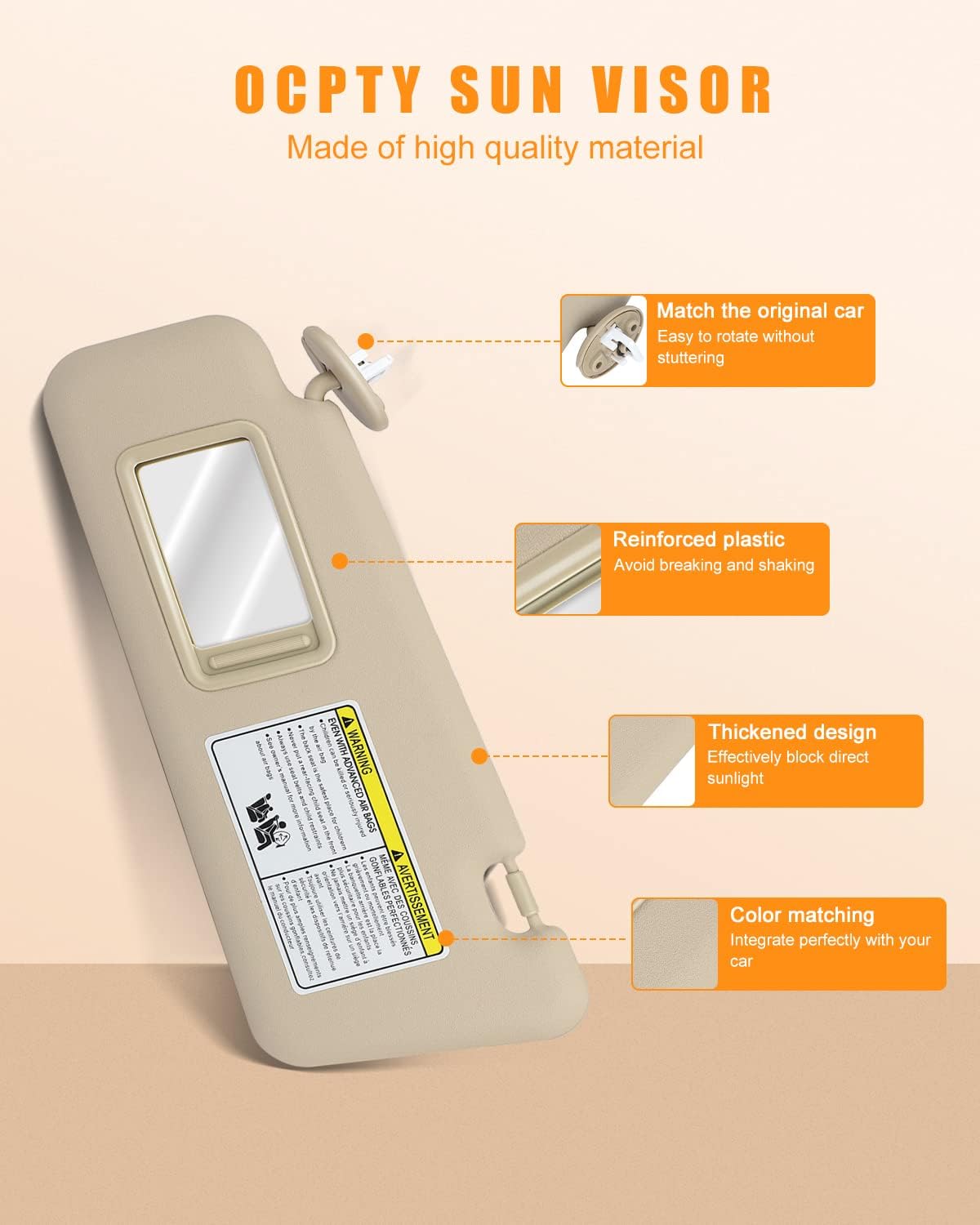 OCPTY Left & Right Sides Beige Sun Visor with Sunroof Fit for 2008 2009 2010 2011 2012 2013 for Toyota for Highlander