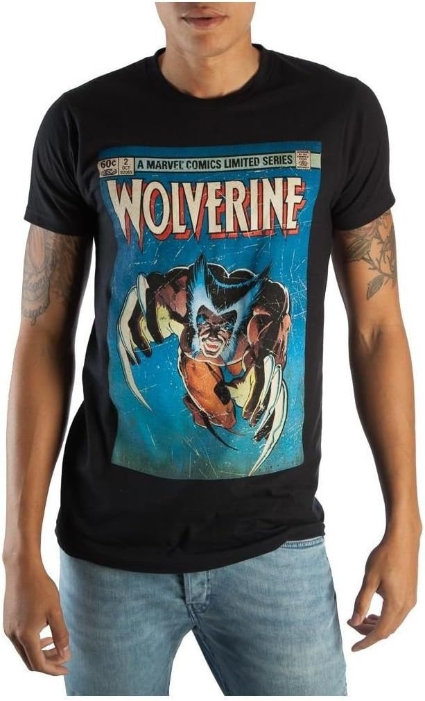 Wolverine Comics Cover Boxed Black Tee Shirt (Large)