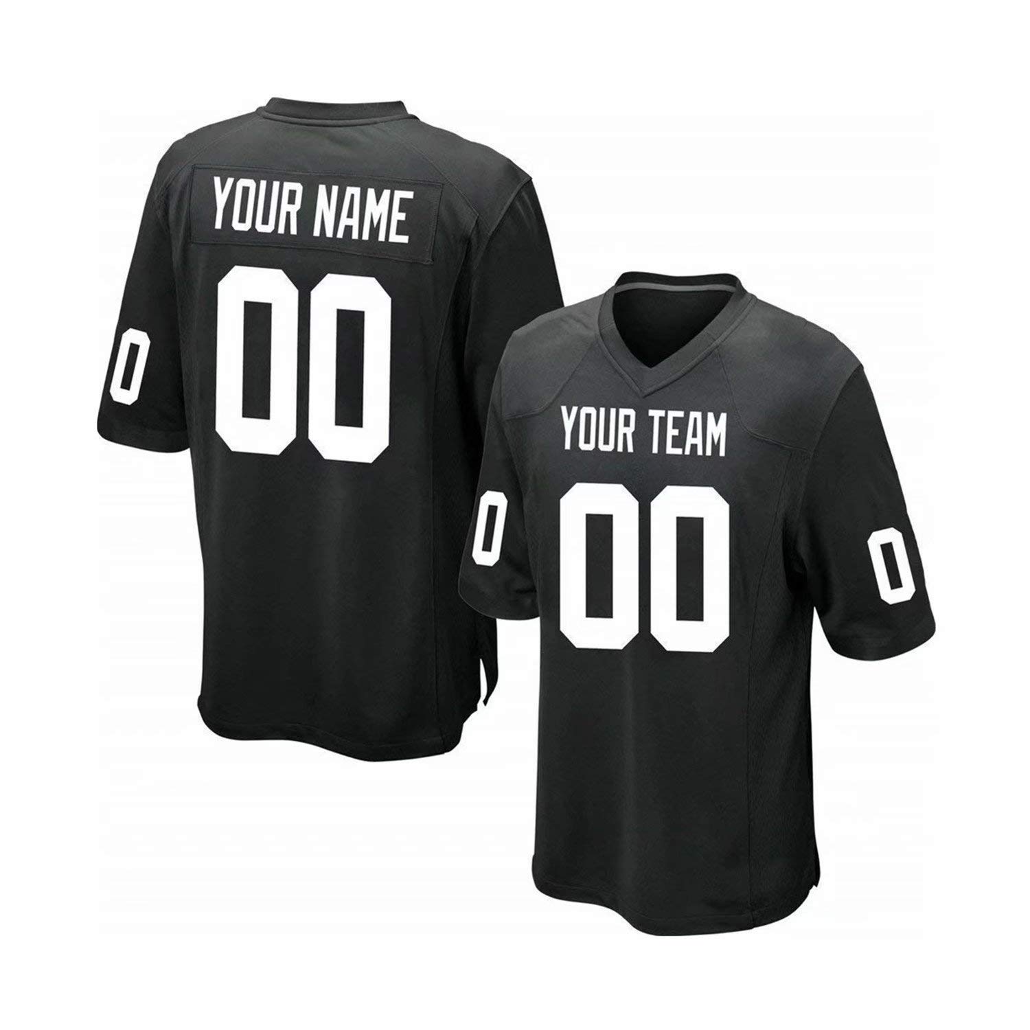 Men’s Custom Football Jersey Custom Your Own/Team Mesh Jerseys Embroidered Name Numbers American Football Black Jersey