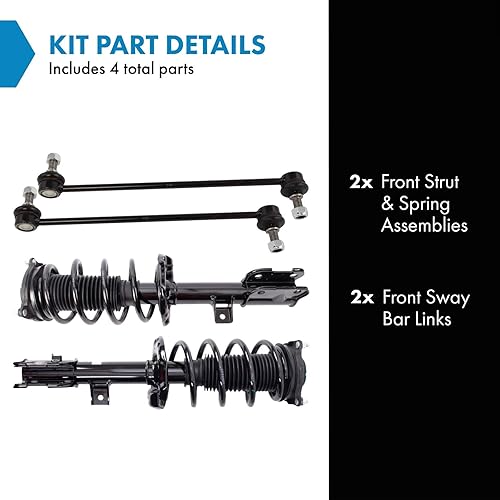 Miniatura 1051 de TRQ Kit de suspensión delantera, conjunto de amortiguadores y resortes, barra estabilizadora, enlace estabilizador compatible con Chevrolet