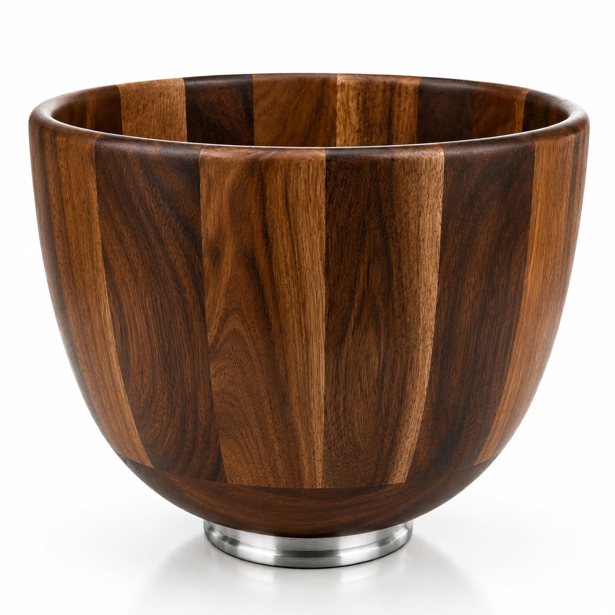 Premium Wood Mixing Bowl Set with Silicone Liner, Lid &amp; Spatula, Compatible with KitchenAid 4.5 &amp; 5 Quart Tilt-Head Stand Mixers, 5QT Natural Wooden Bowl with Locking Base for Baking, Dough Proofing