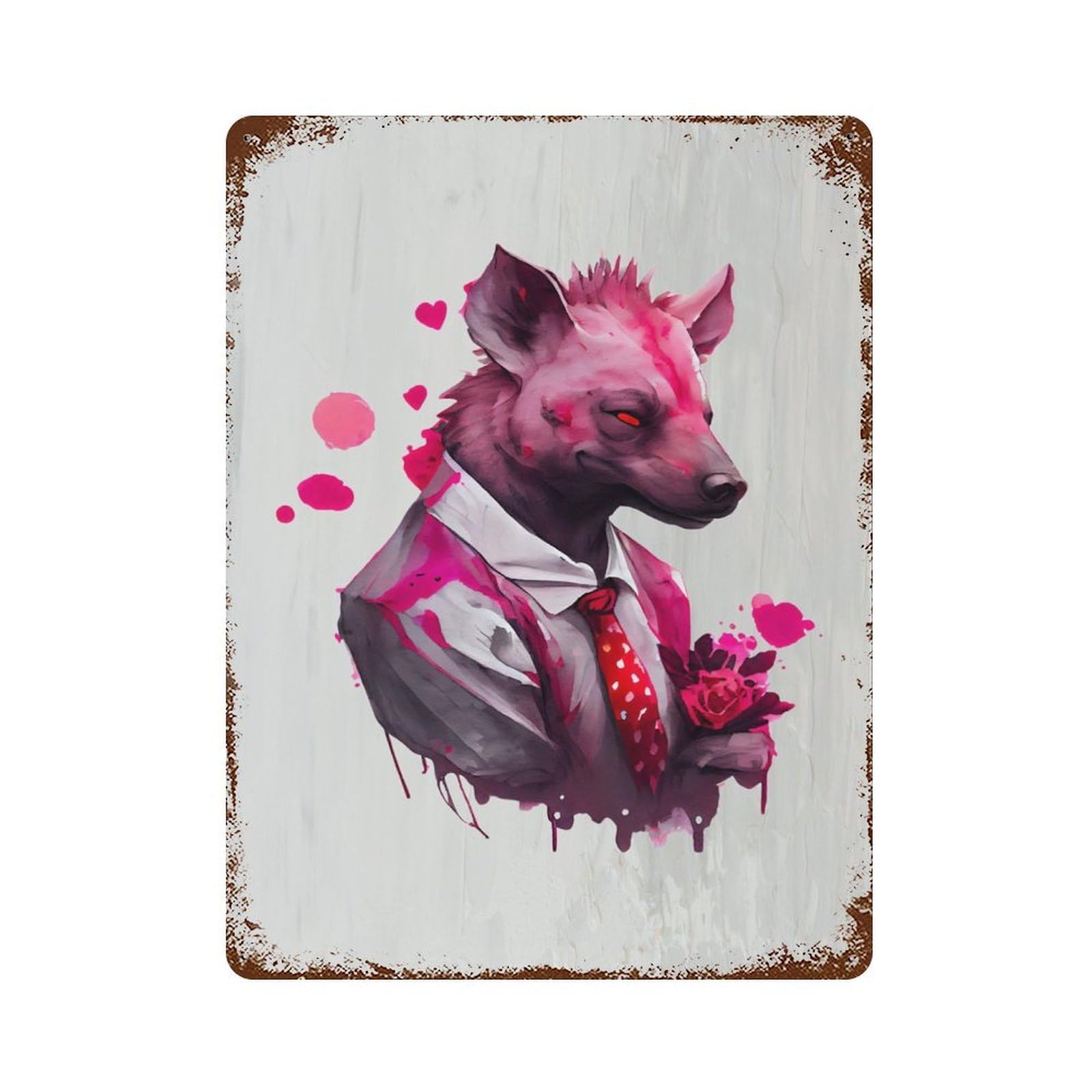 Gangster Hyena Funny Retro Metal Sign 15.7"x11.8", Vintage Wall Decor for Garage, Pub Or Kitchen