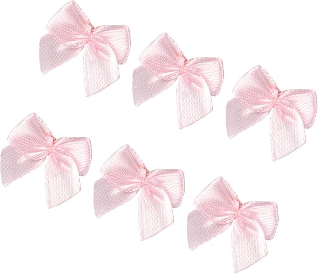 EXCEART 100 Pcs Mini Satin Ribbon Bows Flowers Sewing Appliques Scrapbooking Embellishment for DIY Craft Wedding Gift Hair Clip Bowknot Decoration 2. 2 x 2cm Pink