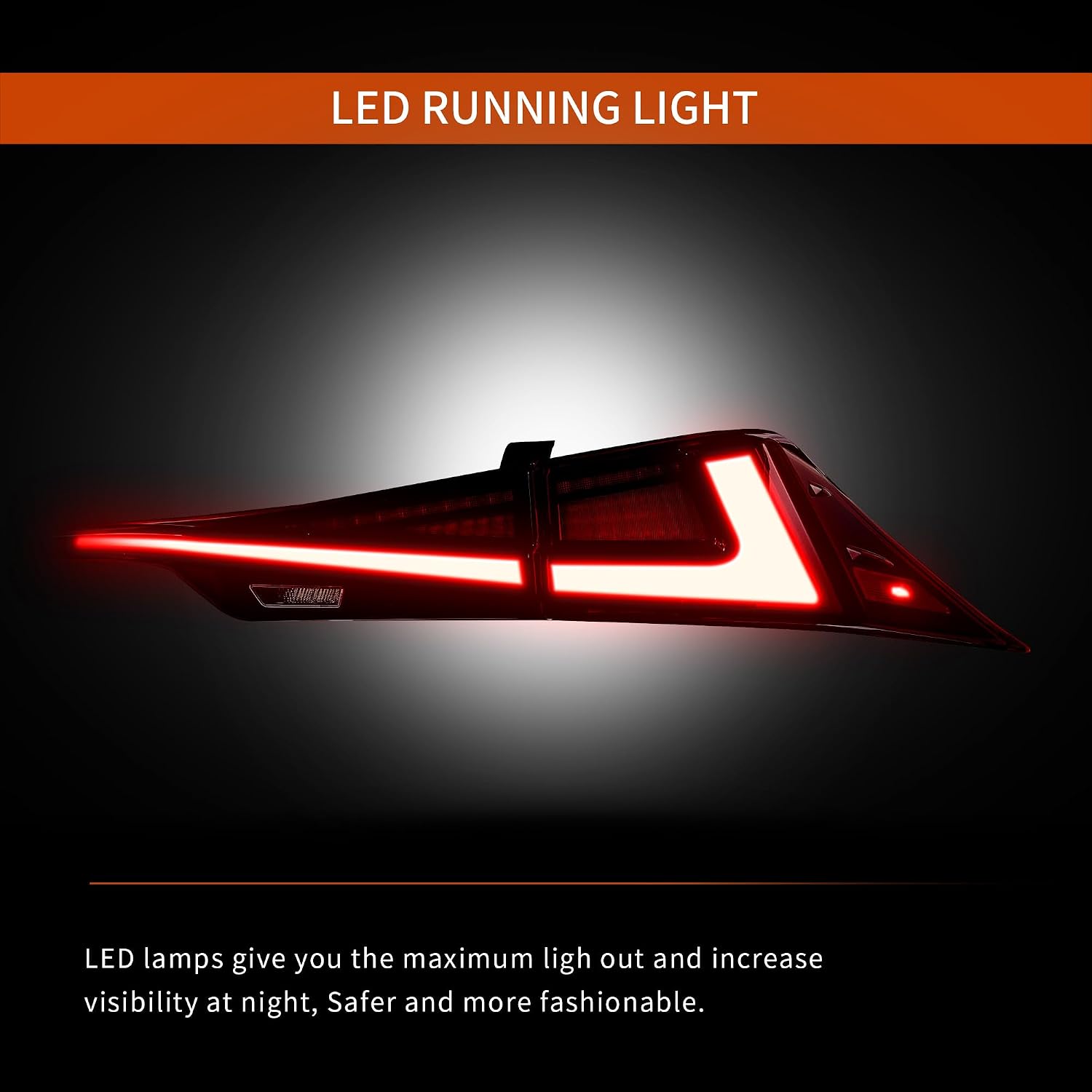 VLAND LED Tail Lights Compatible For Lexus 2014-2019 IS200t IS250 IS300 IS350 3rd Gen XE30 (Third Generation XE30) With Dynamic Running Light & Sequential Turn Signal, Red Lens Style