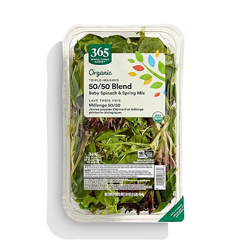 Whole Foods Market - Mezcla orgánica 50-50, espinacas y mezcla de primavera, 16 onzas