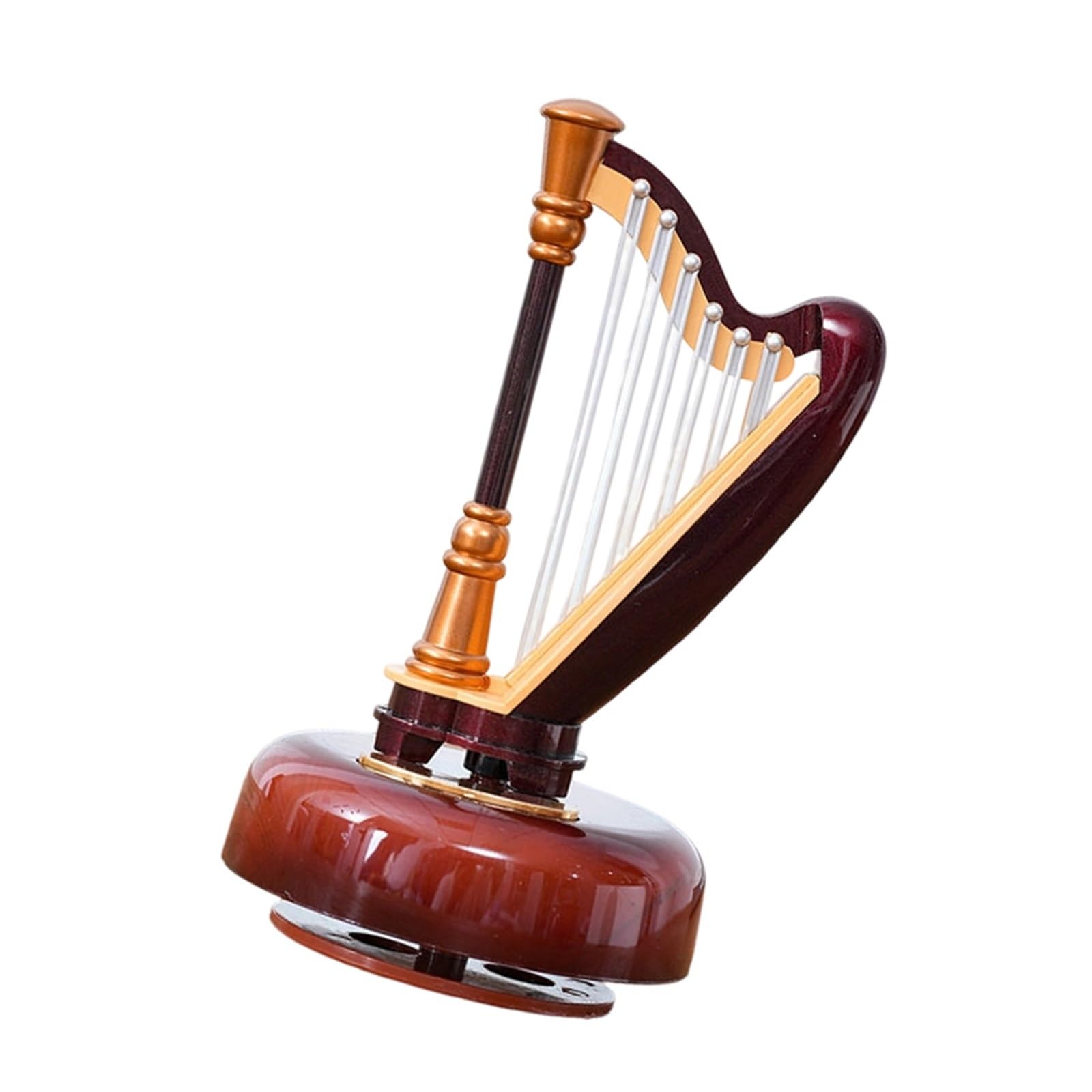 ZXFJYUIP Rotating French Horn Pipa Moon Lute Music Box Guitar Instrument Model Office/living Room Decoration(Harp)