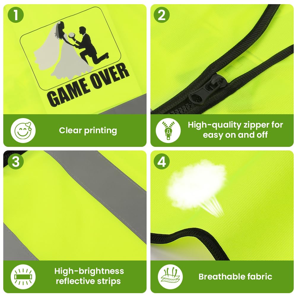 Addio al Celibato, Gilet Riflettente Sposo, Decorazione Giubbotto di Avvertimento, Maglietta Jga, Idea Regalo Divertente per Futuro Sposo Costume Addio al Celibato Uomo